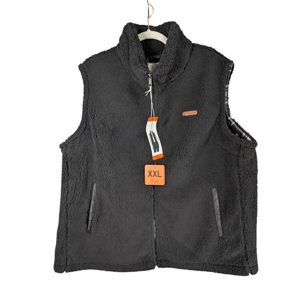 Sage Collective Vest Womens XXL Black Sherpa Fleece Lined Full Zip New